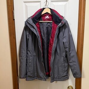 ZeroXposur Women's Gray Ski Jacket with Red Lining